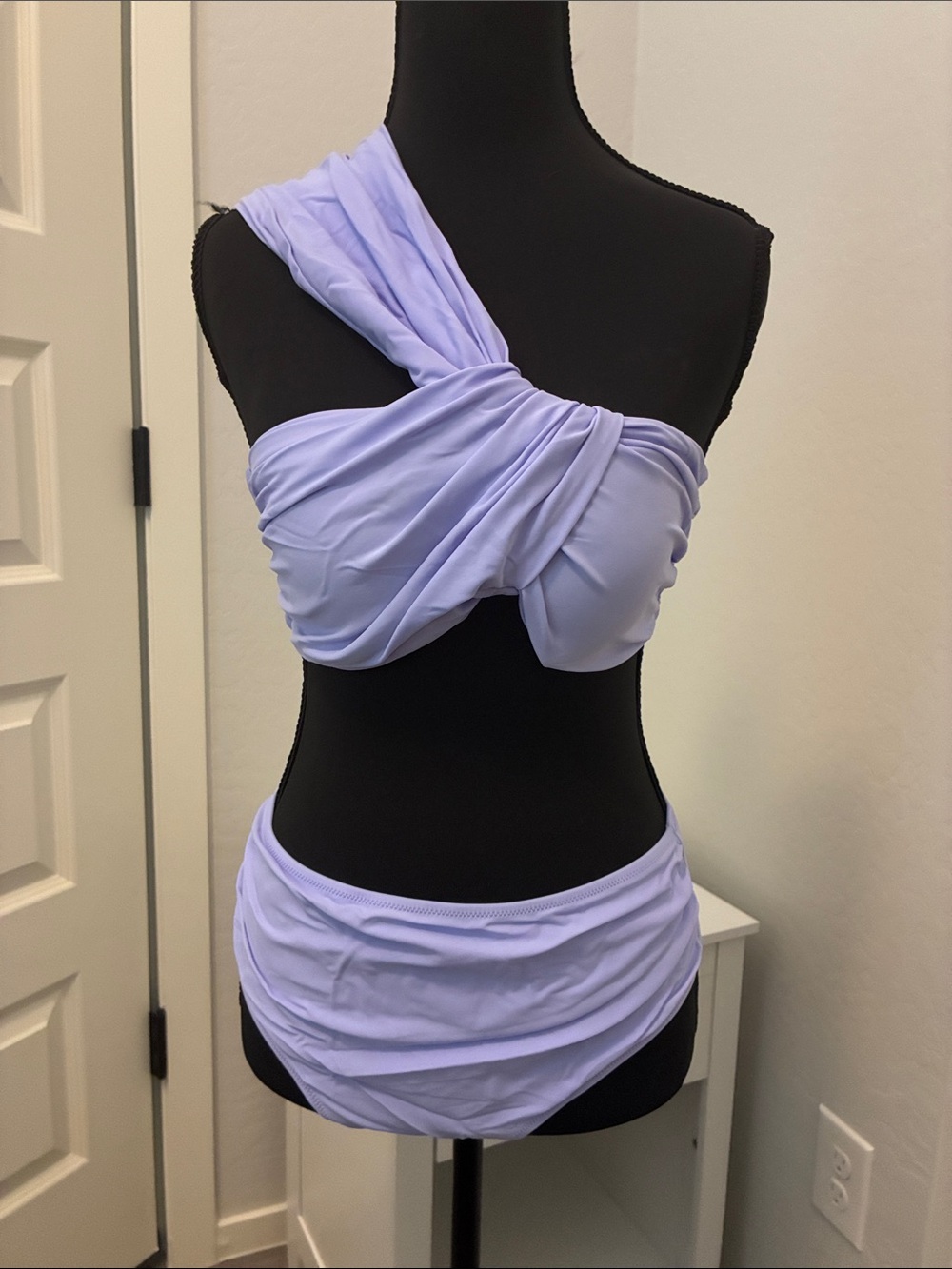 One-Shoulder Lavender Swimsuit Set